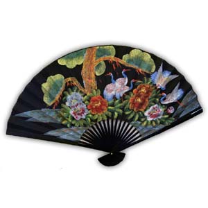 35-in Hanging Fan - Birds (Crane), Black