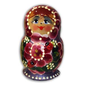 Russian Matreshka Nesting Doll, Set of 5, Purple