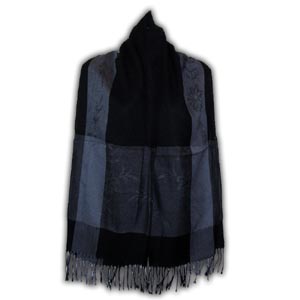 Pashmina Woman Scarf - Square Design (Black, Gray)