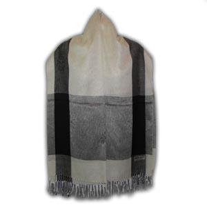 Pashmina Woman Scarf - Square Design (Black, White)