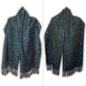Pashmina Woman Scarf - Mini Flowers (Blue)