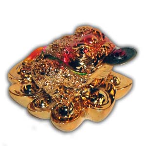 Feng Shui Oriental Chinese Three Legs Frog - Gold